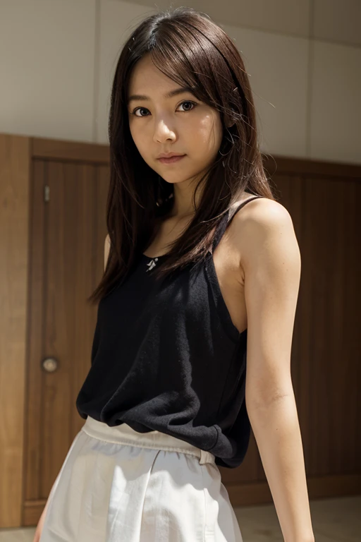 (((One girl,alone))),(Highly realistic photos, High resolution, Detailed face, Beautiful Eyes) Japanese women, 21 years old, Cute Face, alone:1, Nice body, Medium chest, ,Hairstyle, Take a photo book,,Healthy Body,Thighine Fujiko,Captivating pose