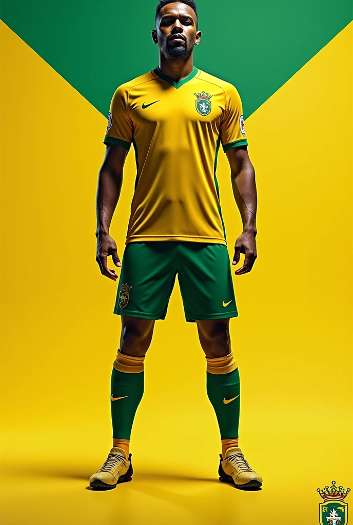 Men&#39;s sports uniform, indoor soccer, based on the colors yellow, green and white, related to the history of Ecuador 