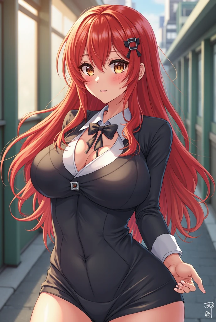 Rias Gremory, High school DxD, Ahoge, Beautiful eyes, Detailed eyes, adult female, Large white t-shirt, Tight black shorts, White sneakers, Round sunglasses, Posing in the photo, Smiling, Very happy, Huge breasts!!, Extremely VERY HUGE breasts!!, EXTREMELY SUPER WIDE BREASTS!!!, EXTREMELY SUPER LONG BREASTS!!!, Thick thigh, Tokyo city at night with various lights and buildings