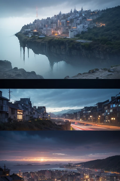 (Cyberpunk Very detailed, high resolution photo, Double Exposure, Perfect view of Eden with sleeping wearing headgear Silhouettes of people blend together ,Many beautiful natural landscapes and buildings in Eden, fantasy, volume image, Complex Exposure, Digital Art, Super Detailed, Detail Maximize, Surrealism, Image Vivid , High Quality、High resolution，Dark hazy atmosphere in a failing world.Double Exposure,8K