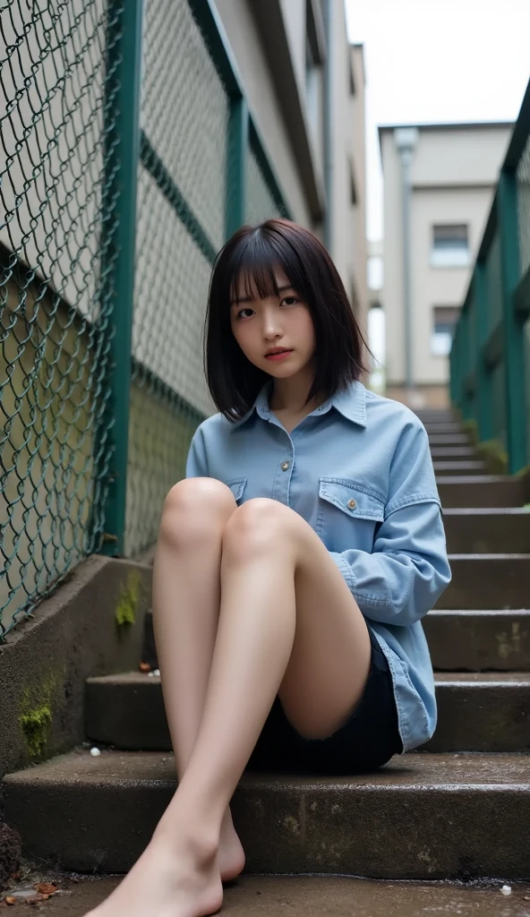 aespakarina,Bobcut,Beggar,beggar,(((Homeless))),abandoned style room,Crouching,Angry face,Bad complexion,Dirty,Full of trash,Korean,18-year-old,woman,Pitch black,Tattered clothes,(((Bad mood))),((( Oil,Mud stains,shit,dirty))),(((Frowning,カメラをGlaring))),((((Rubble pile))),Very fine eye, (((Wearing tattered black clothing,He&#39;s wearing ripped black pants))),(((Tragic))),((photograph)),(((Fabric Shading))), (((highest quality))), (((masterpiece))) strong girl, ((((Realistic)))),,Black Hair, chic hairstyle, ((With bangs,ストレートミディアムBobcut, nice hair)), Light makeup,Red eyes, (((I&#39;m not wearing lipstick))), (nice, strong), Centered Images, Looking at the camera, Elegant colors,Realistic Skin,Realistic texture,８k,whole body,Pale skin,Red iris,Expressionless,Glaring,Perfect Face,(((Big eyes))),Holding a blank board