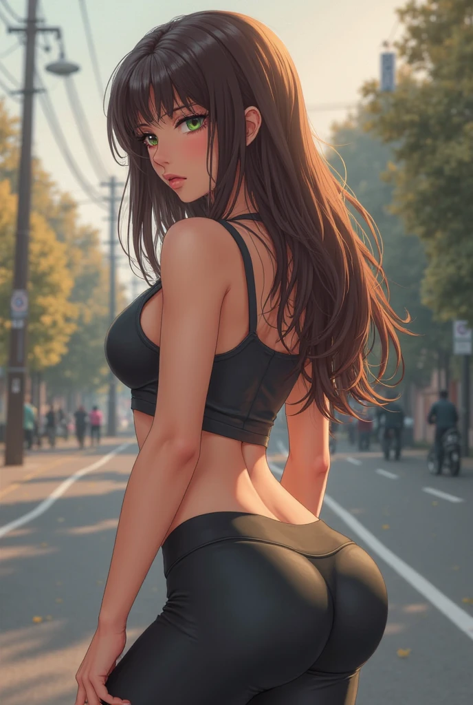 (anime style),masterpiece, best quality, ultra-detailed, glistening shiny, glowing light, ray tracing, HDR, deph of field, (perfect face, detailed face, detailed eyes),(medium boobs:1.2),8k,HD,ultra realistic face,ray tracing,perfect lighting,best quality, ultra-detailed, shiny eyes, (looking at viewer,sensual smile:1.1), ((1girl)), (gyaru, mature female:1.4),cowboy shot,
power,long hair, demon horns, red horns,symbol-shaped pupils,((gradient hair)),multicolored eyes, gradient eyes, (glowing eyes:1.1), mascara, (fashion make up), parted lips,bra,black yoga pants,
((school, school gate, cherry trees, cherry blossoms, flying petals)),complex background,((super detailed background)), sensual poses, ((8k wallpaper)) , evil smile,show ass