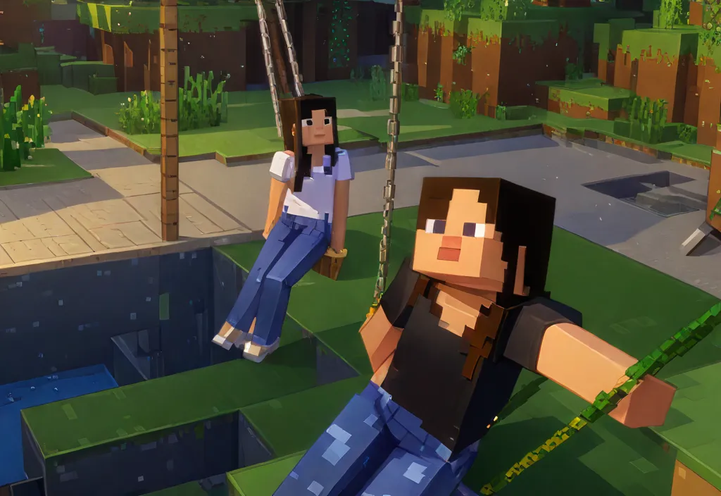 Minecraft character Steve and eve playing together and making love