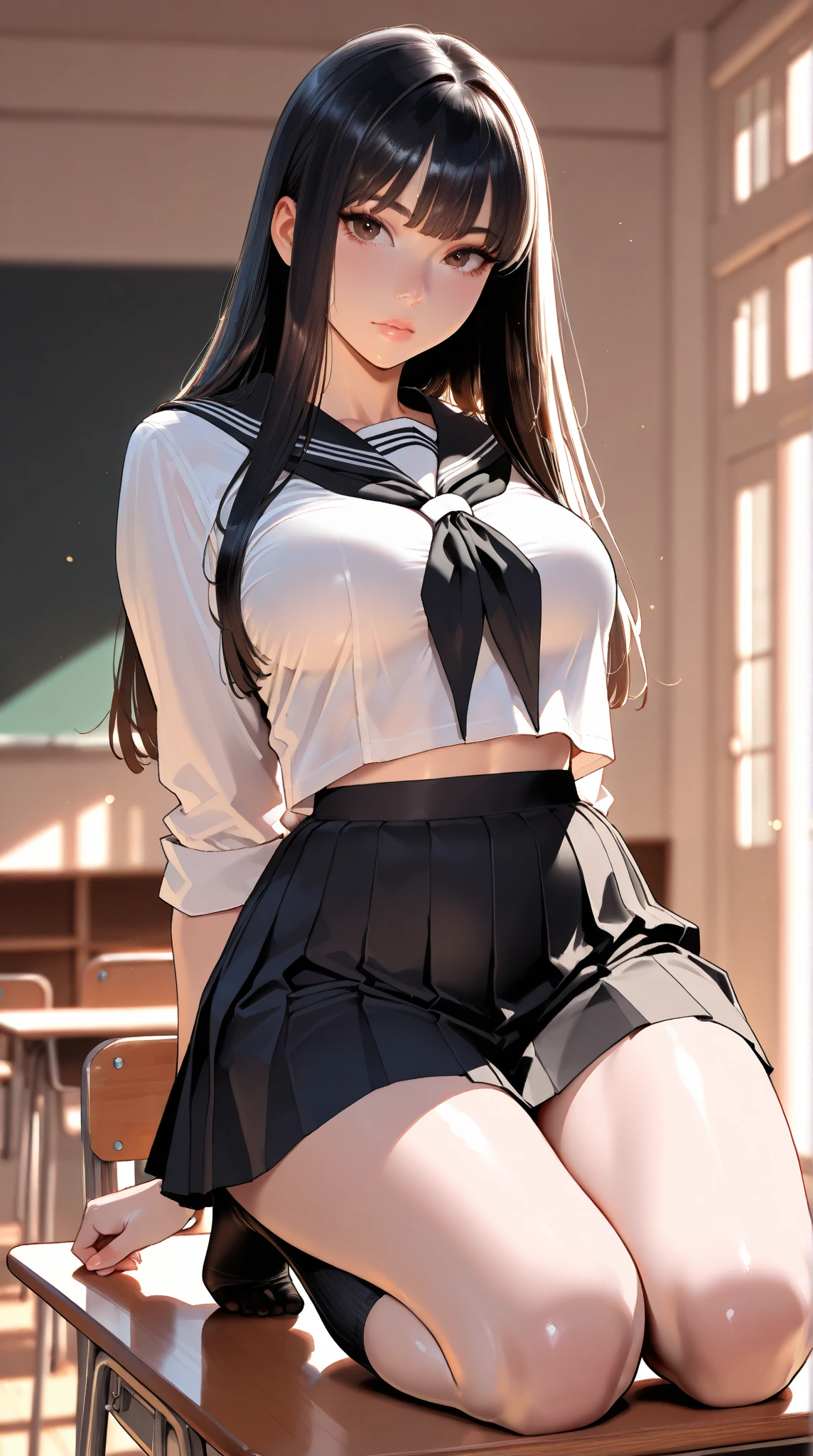 (masutepiece, Digital Art, Digital Illustration, 4K, 8K, Ultra-detailed, beautiful image, Sharp Image, Photorealistic, Raw photo, Perfect face, Perfect lines, Perfect eyes, Soft lighting) 1 woman, (Long Black Hair,straight haired,Bullish gaze,Beautie,Solid makeup,femele,small tits:1.3),Two handsome men in suits, (ember,Men in suits,well-muscled,Firm shoulder width,Adult male,Boyish hairstyle,English gentlemanly style,Man in his 30s with a cool expression,28-year-old man with bright smile:1.2),A classroom full of light、School、drapes、by the window、a sailor suit、baggy cardigan、kiss、a couple、couple kissing、Romance、ssex、have sex、Wet pubic area、insert 、Rape、Overflowing、Full body painting,(One Girl And One Man,Having sex:1.5),(ember,Adult male,Rubbing the girl's boobs:1.2),Cheek dyeing、gasping face、embarrassed、boredom、begging、Unhappy、Greedy expression,Wet pubic area、 xen、Open your crotch wide、Cowgirl、Fluttering chest、Wet shirt、Lace underwear、Take off your underwear、With my mouth wide open、Akanbee、Sheer nipples、Pull up your skirt、Show panties、Plug-ins、 Plug-ins、penetrated by genitals、