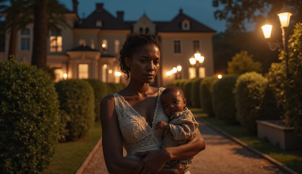 A vibrant town called Meridian in the 1930s with a black midwife holding a newborn baby, Jessie, under southern skies. Three black sisters and a black brother standing nearby, cinematic action, cinematic lighting, backlighting, masterpiece, anatomically correct, textured skin, super detail, 8k atmospheric perspective, depth of field,

