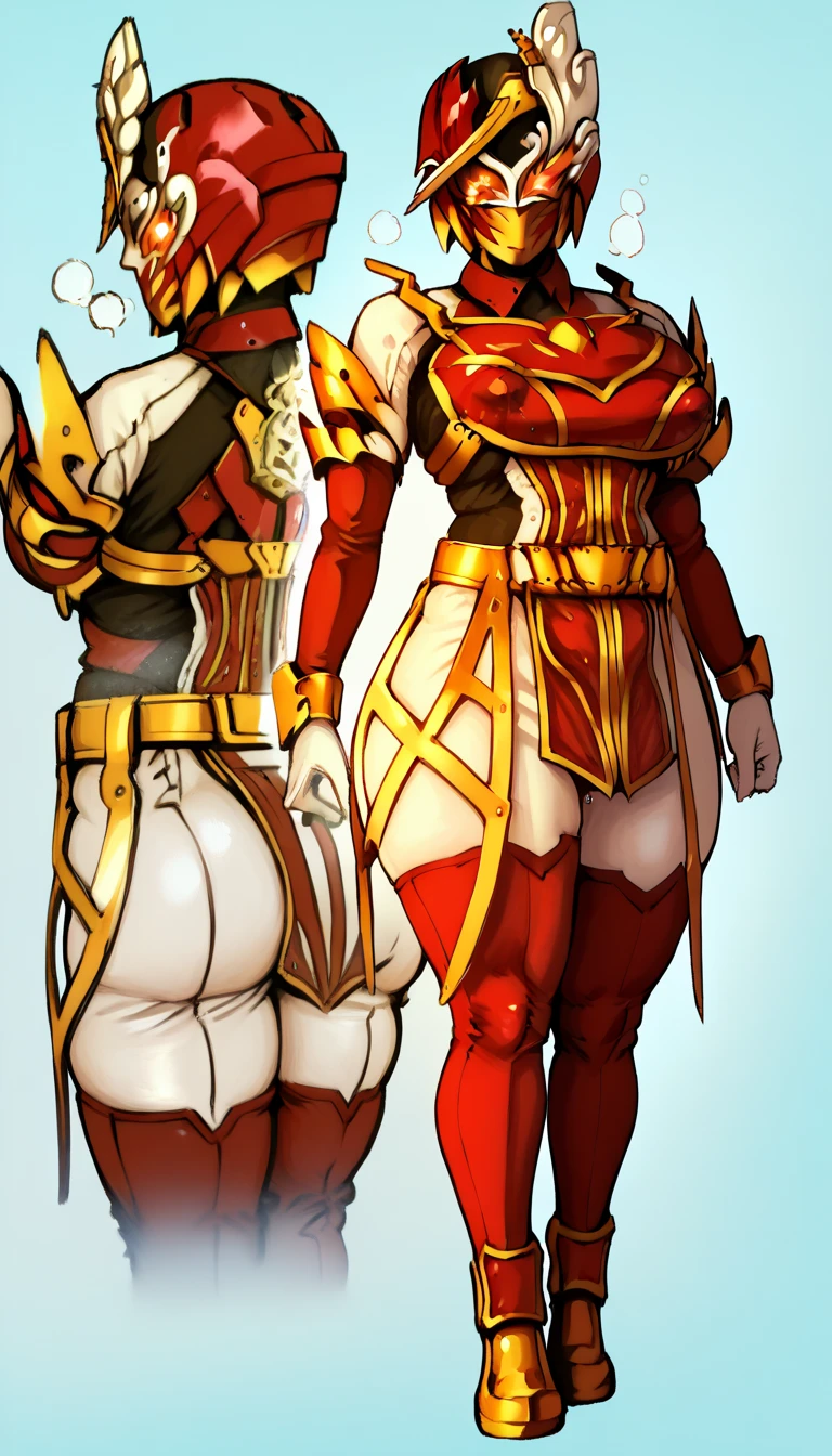 mother and daughter (mother: wide hips, elf pointy ears, muscular girl, full body, standing, revealing armor, curvy, huge breasts, bikini armor, red hair, ponytail hairstyle) (daughter: shortstack, small girl, wide hips, elf pointy ears, full body, standing, revealing armor, gloves, red hair, bob cut hairstyle, bikini armor)