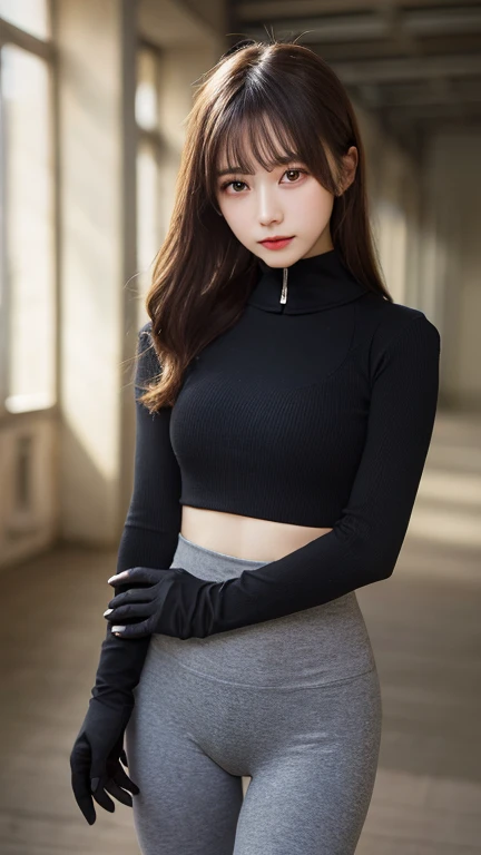 masterpiece, masterpiece, best quality, best quality, real, unity, 8k wallpaper, official art, highly detailed cg unity 8k wallpaper, ulzzang-6500, one girl, cute, professional lighting, ((long black spandex shorts: 1.37)), long hair, disheveled hair, (original: 1.2), (real: 1.4), ultra detailed, high resolution, ultra detailed, fantastic, Fine details, cinematic lighting, simple costumes, detailed clothing textures, (8k, RAW photos, highest quality, masterpiece: 1.27), (realistic, photorealistic: 1.37), physically based rendering, handsome, masterpiece, highest quality, high resolution,