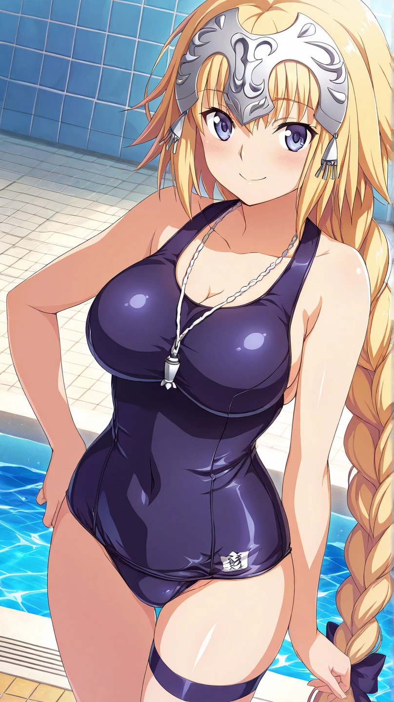 (masterpiece, best quality, 8k:1.2), (anime), sena, long hair, hair ornament, glamour, large breasts, (school swimsuit, Leotard, Pool), dynamic angle