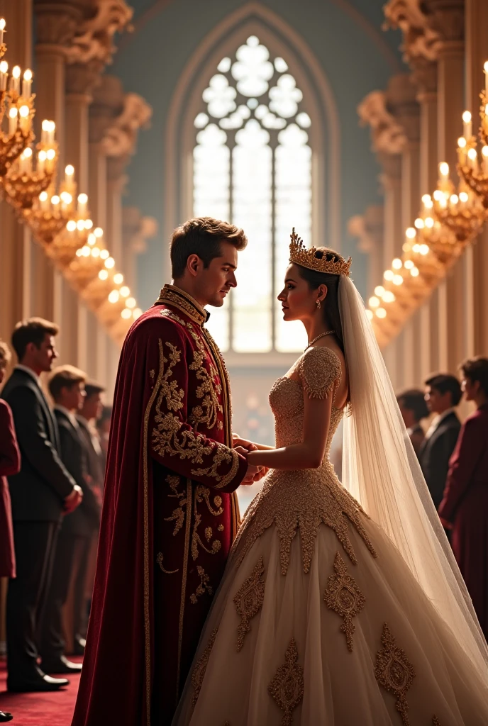 Engagement announcement between a blonde princess and a golden-haired man at the Phoenix Palace