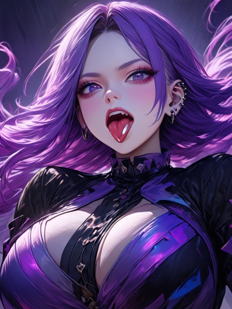 Esoteric arachnids lady, Spider Queen Elise, League of Legends, Esoteric arachnids, Combat Stance, ( body formed from metallic mauveine and metallic black liquid metallic paint twisting into a beautiful interpretation of the female figure), length, Sharp Fangs, nature, ((Complex metallic colors in the foreground)), (( Fluid Mechanics, The most beautiful smooth scale face makeup, Smirking expression)) - Dark blood, Onyxia、Noir painting of a beautiful young witch, length purple hair, dark purple lips, evil, evil female, smile, Black Prom Dress, She is coming to you, close, Bright Blue Eyes, Surrounded by swirling pink smoke, Genuine, High detail, Highest quality、A beastly demon wields a vicious blade, Blood Chain, Behemoth Bones, Snake-like tentacles, Cruel Teeth, Expressions of madness, Oppressive Dungeon. 8K Vision Reveals Fear, Ultra HD detail makes monsters stand out, Grotesque shadows dance, The creature whispers, Stifling atmosphere, Vision problems, Visible Madness. blade, evil意の閃光が輝く, reflect (Light) Beyond the Darkness, Elucidate (Sharp details) and、Add a dizzying dimension to the impending chaos.