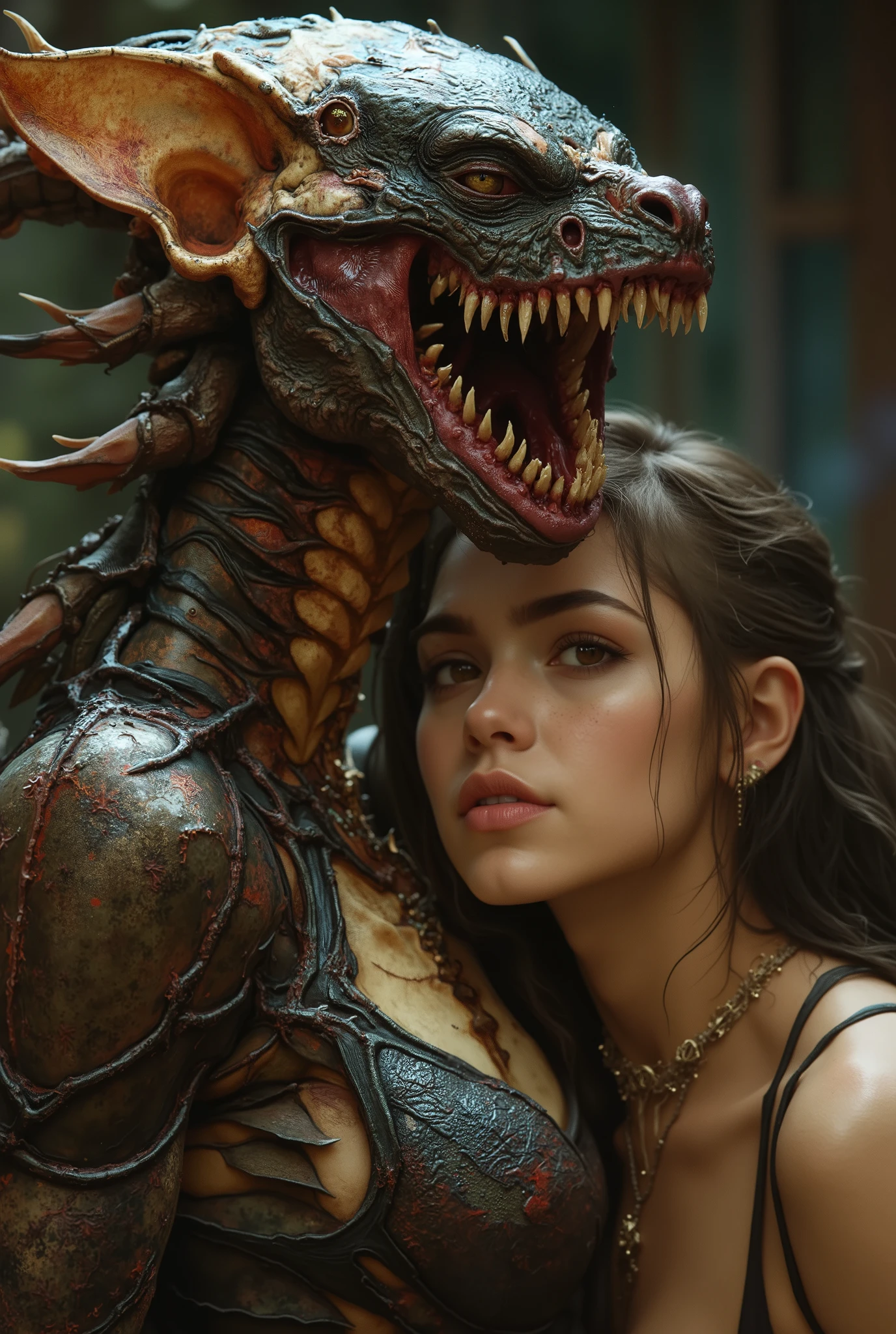 Terrible Phantom Combining Scorpion and Beautiful Girl, Precise Details, Terrible Expressions, poison々Nice appearance , Strong Offensive Poses, Dark Fantasy Backgrounds, Cursed atmosphere, disaster々Shiny Colors, Masterpiece,4K,realistic,real,Professional,Bokeh,Extreme Detailed Expression,physically-based rendering