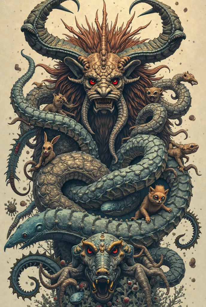 A creature that combines a monkey and a snake。