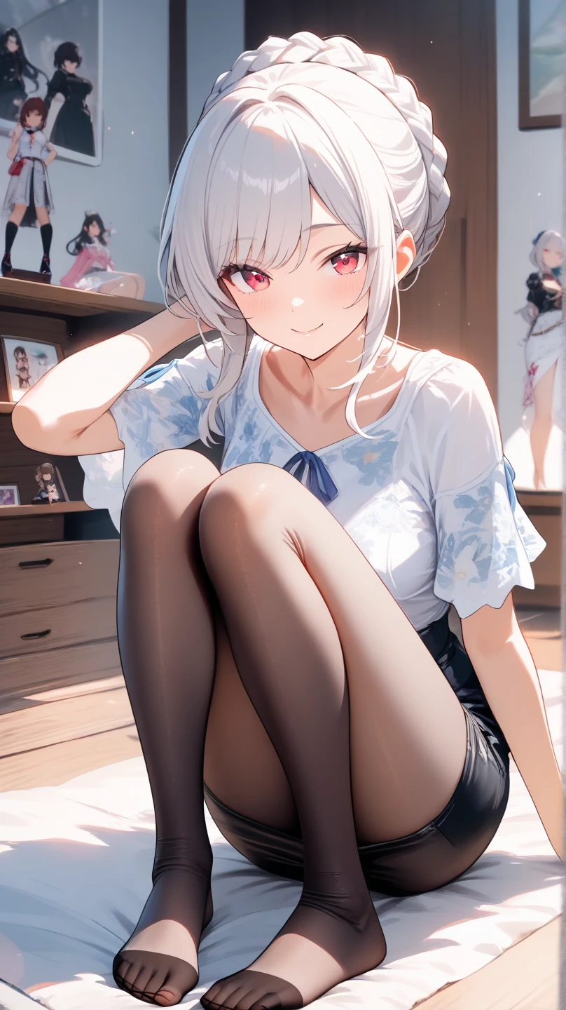 Best Quality, (cute petit girl:1.3), flat chest,Beautiful pink eyes、Lori、(Cuteness beyond limits),(bend knee),lovely thighs,is crying、(White underwear:1.3)、Hentai Pose、blazers