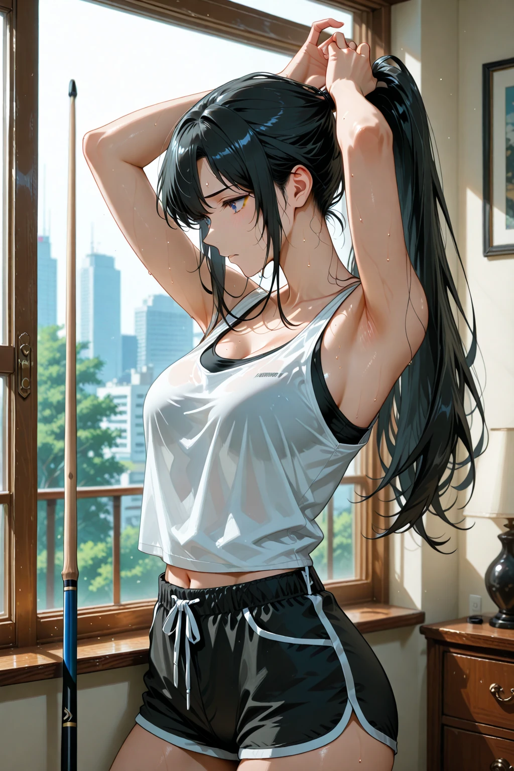 (((1 girl)))Pool changing rooms、Dim concrete room、high school girl、school swimwear、Large towel、Swim Cap、sober、low length、(((((long bangs hide the eyes:1.5)))))、((freckles))、((((long black hair:1.4))))　(((hair band)))(((black rim glasses:1.2　black eye)))、、bevel、(((Rear view)))、look at me、(((((Fix your swimsuit)))))