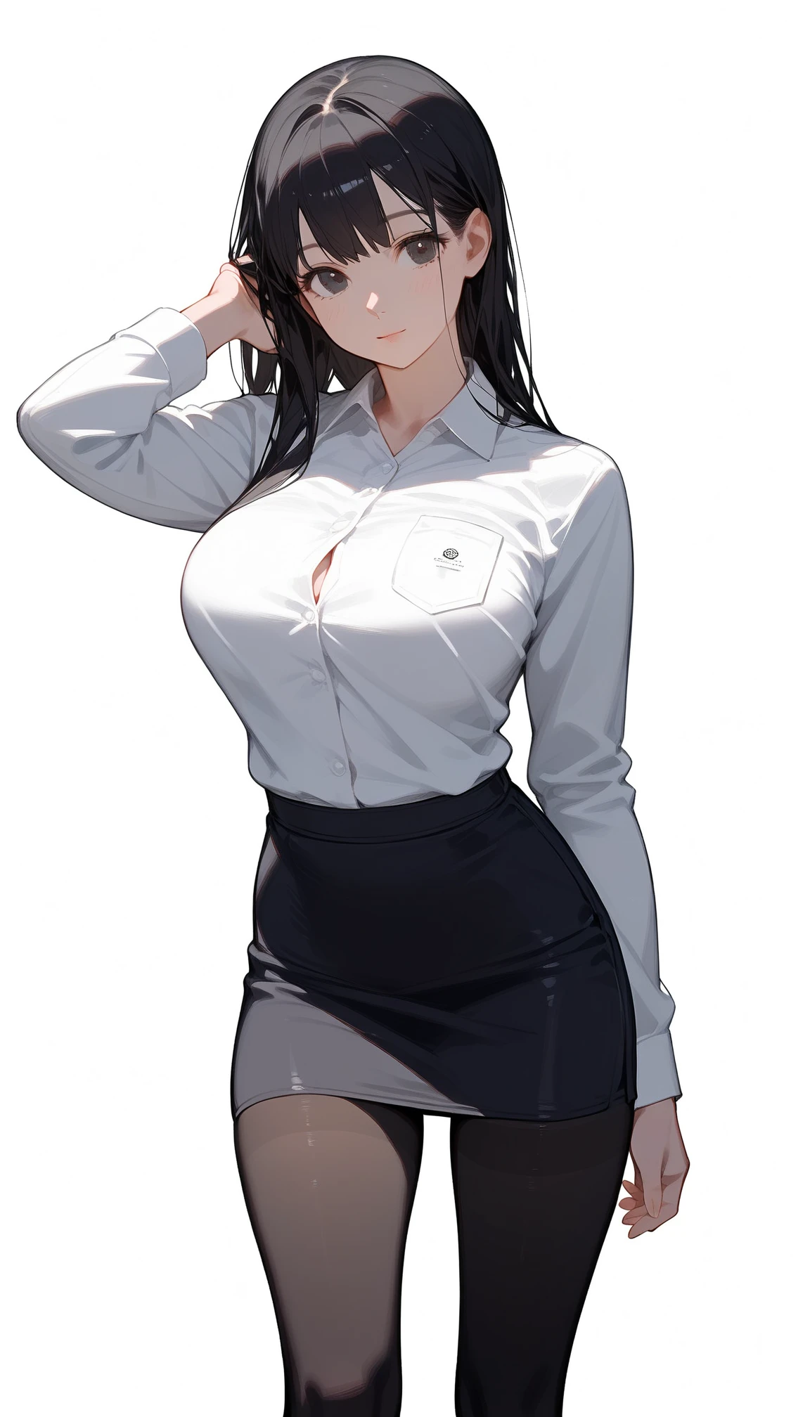 Slender female karateka Mature Woman ((seiza)) Open chest Karate Dojo Black Hair ponytail ((White inner shirt)) clavicle Black belt sit White pants,Loose, plain white clothing, Loose white short-sleeved karate uniform Décolletage