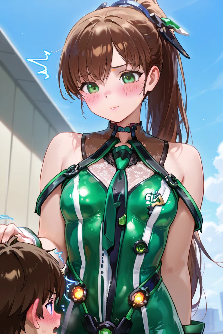 Beautiful sister, beautiful body, beautiful breasts, clear breasts, beautiful body line, slender body, cool beauty,(black long straight hair:1.5), digging into the crotch, makeup, cool sideways Sleek eyes, earrings, smile,(green athletic leotard:1.5) , (V cut super high leg leotard) , fitness club, fitness studio, indoor, fitness, gravure,