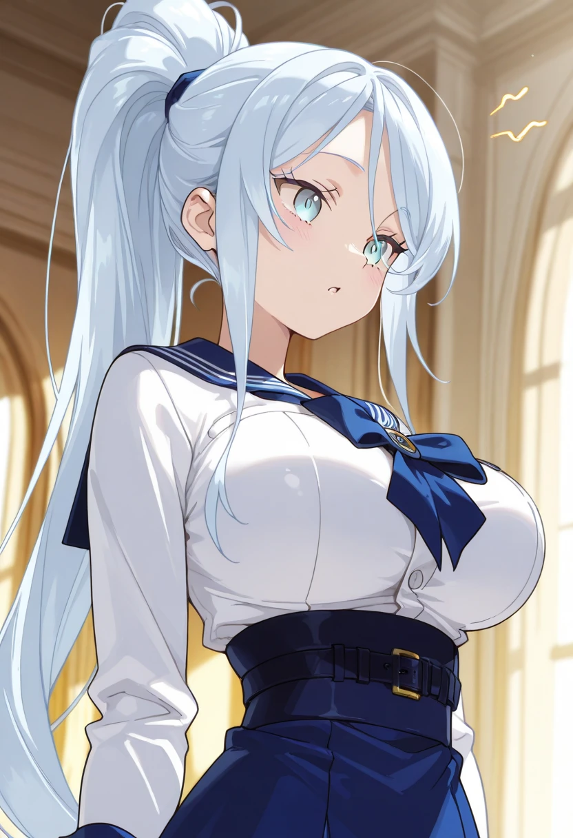 mika pikazo, 1girl, artist name, bird, blue eyes, breasts, cleavage, colorful, crown, doujin cover, dress, long hair, low twintails, medium breasts, partially submerged, skirt hold, smile, solo, twintails, white hair

<lora:mika_pikazo:0.65>