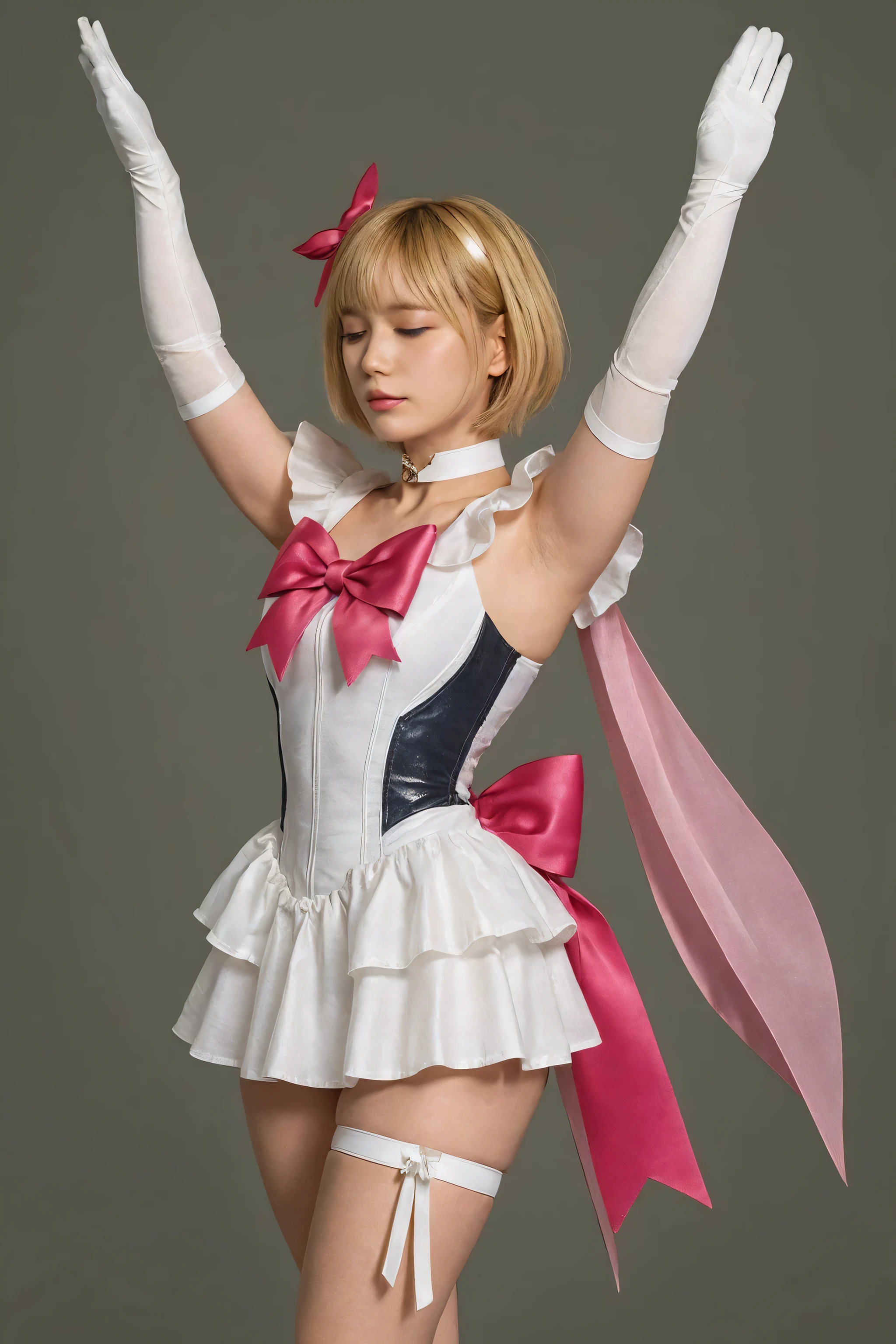 ((holding a ballon)), (((full body))), real photo, 11 years old girl, Brat, white tights wear,