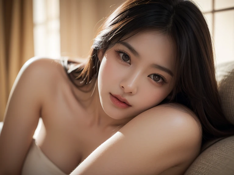 (masterpiece:1.3),(8K,photorealistic,raw photo,best quality:1.4),Japanese,(1 girl),beautiful face,(realistic face),17 years old,(black hair),beautiful hairstyle,beautiful eyes,white leotard,beautiful eye detail,(realistic skin),beautiful skin,attractive,high resolution,ultra-realistic,high quality,golden ratio,legs to shoulders visible,beautiful skin detail,(cute:1.2),(black hair),(jpop idol),(upper thighs:0.6),(depth of field),soft light,lens shine,gaze,(droopy eyes:1.2),straight teeth,smile,flowing hair,(blonde:1.2),brown eyes,movie scene,film,full color,4K,8K,16K,raw photo,masterpiece,professional photo,cleavage,bare shoulders,closed eyes kissing face,big breasts and slim body