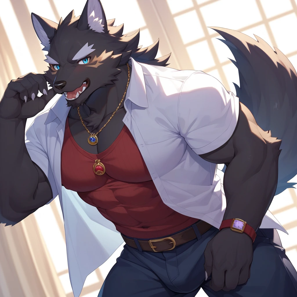 ((From milkytiger1145,author：Dendrite Axon)),
hairy,Beast Domain,anthropology,
Gentle and delicate eyes,Extremely delicate eyes,Gentle smile forever,(Front view:1.2),(((Put it in your pocket))),5 fingers,
(youth,Handsome),
( Male wolf),Big and long wolf ears,(Black ears),(Gray mouth and black nose:1.3),(Gray Hands:1.2),black hair modern city night,Medium shot,Wearing a black coat，tilt，Thin waist，Eight-pack abs，Nipple Rings，Black collar，Looking at the audience,