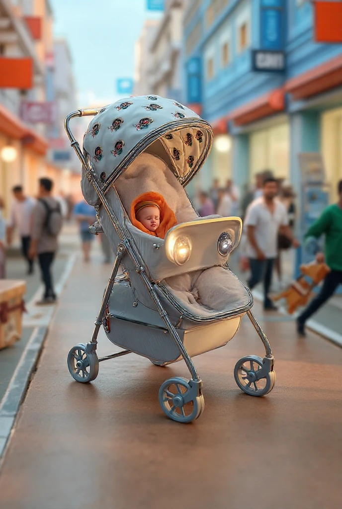 Baby with wrap blanket in stroller --auto --s2