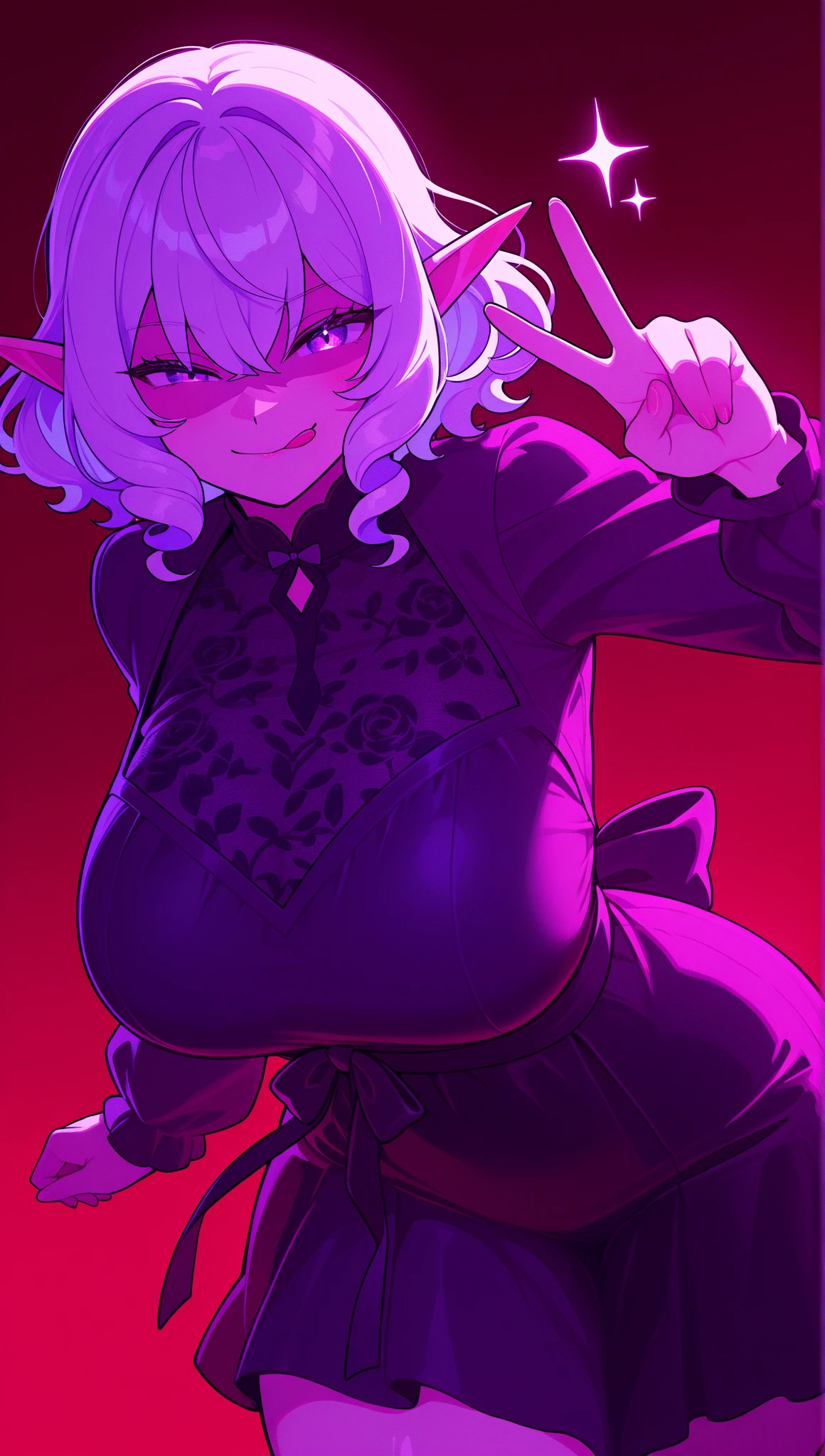  highest quality、4k、masterpiece、Silver Hair、Slanted Eyes、Pink Eyes、Pale skin、vampire、Black long sleeve knitted outfit、Ruby Necklace、Big Breasts、Short skirt、Knee-high boots、sexy、Sharp Fangurderous Intent、Insanity、cruel、attack、darkness、Ahegao、Red nails、Bad Smile、Red full moon