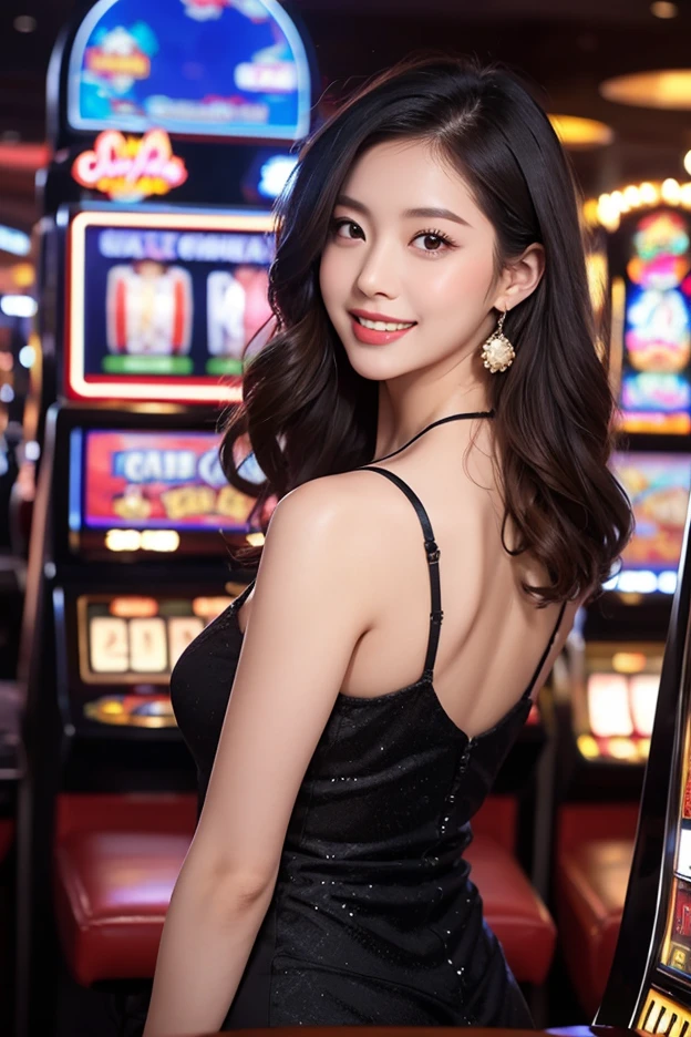beautiful eyes，beautiful woman，smile，หน้าอกขยายbigขึ้น，Breast-big，Plump breasts，full ，bigที่สุด，หน้าอกbigเกินไป，หน้าอกbigพิเศษ，Realistic style，deep rift，perfect body，Big eyes，Beautiful hair，，milk，Seminar，Tattered clothes，tights，bedroom，bed，smile，Whitening & gentle skin，Laughing happily，Tattered clothes，big , ((Kasumi)), ((DOAXVenusHoliday)) (random background,In casinos,VIP casino room, Modern Casino Console, Modern Slot Machines )