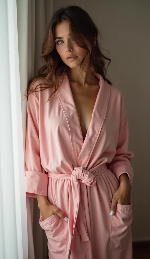 Mystique: in bed: bath robe: (naked) braless
