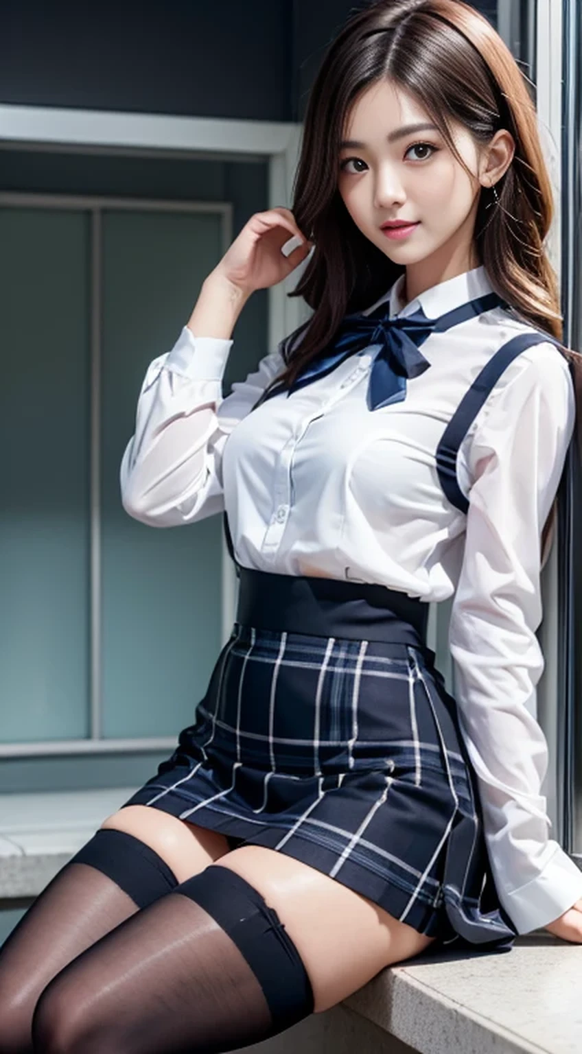 1 female, , high quality, masterpiece, Ultra-high resolution, Cinema Lighting, 1 female, , high quality, masterpiece, Ultra-high resolution, , Cinema Lighting, suspenders　　　Moderate breasts　 　 　　　　　 　　　　Small face　 　　　　　　　　　　　Looking up　　　　Sweat 　　　Thin belt　buzzer　脇Sweat 　　　　 　garter belt　　Belt on pants　　holster　 　　Hands behind your back　 　Looking up　Anxious face　Knee-high　Knee socks　Knee-highソックス 　garter　ふとももにgarter belt　Checkered mini skirt　 　　Panty shot　Skirt gap Armament　　　holster　holster 　　Hands behind your back　 Anxious expression　　Anxious face, legs apart　Armament　　Leg Holster　holster　See-through clothing　heavy rain　Rain-soaked dress shirt,Moderate breasts　ガーターbelt　suspenders　Garter on the thigh　Checkered mini skirt　Looking up　Pause　belt　Armpit sweat　Hands behind back　Raise your hands