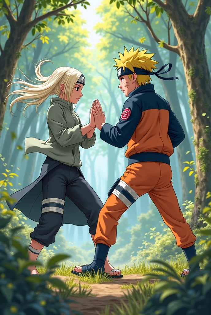 Ino Yamanaka kicked Sasuke Uchiha in the groin.