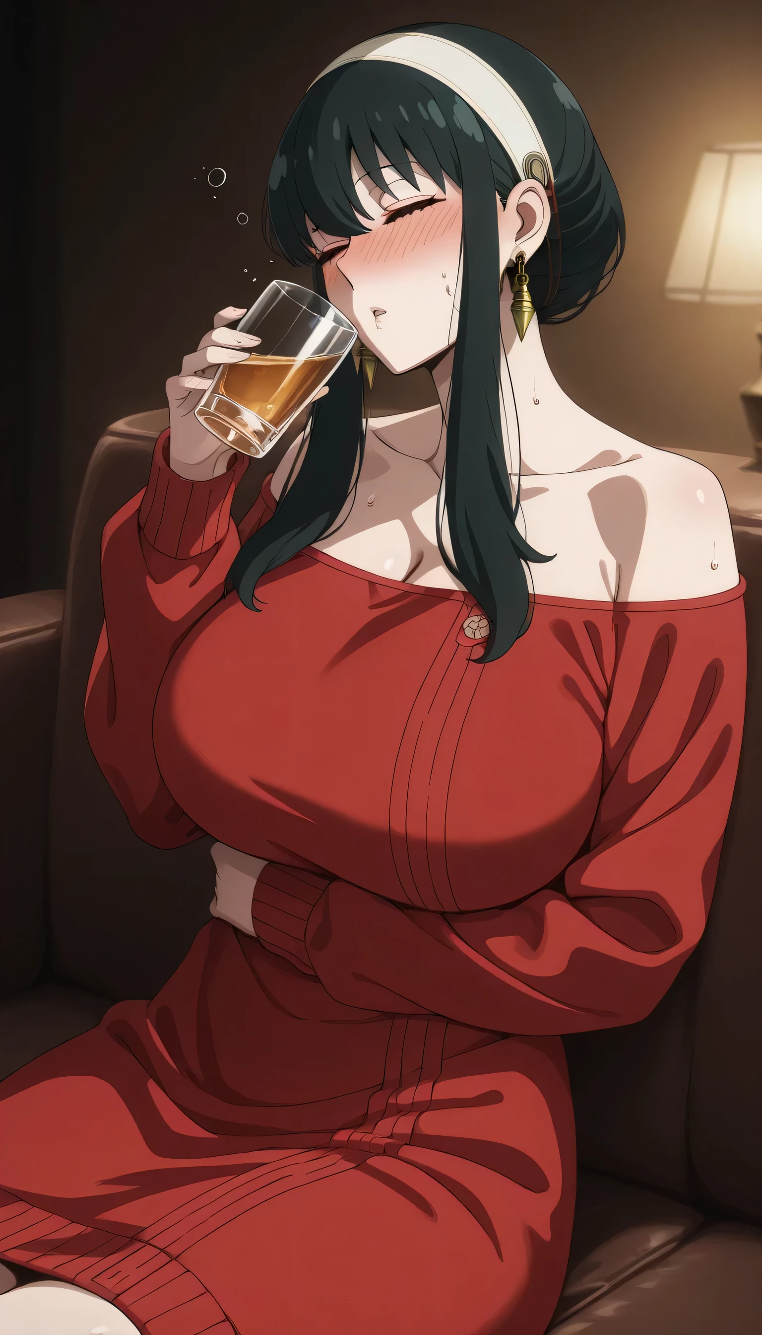 (masterpiece:1.2),
(1woman drinking cocktail:1.2),(sitting:1.2),(from side,pov:1.2),(wide shot:1.5),
(seductive face,sleepy face:1.2),
(attractive,absurdres:1),
(indoor,bar,counter,dark,dimmed:1.2),
(st1, braid, hair ornament, green sweater, black skirt, large breasts, long skirt, shawl:1.2),
(wide hips:1.2),(supermodel:1.4),
<lora:shirayuki_tomoe_v1:0.6> 
<lora:hipoly3DModelLora_v20:0.2>,
<lora:flat2:-0.5>,
 <lora:epiNoiseoffset_v2:1>