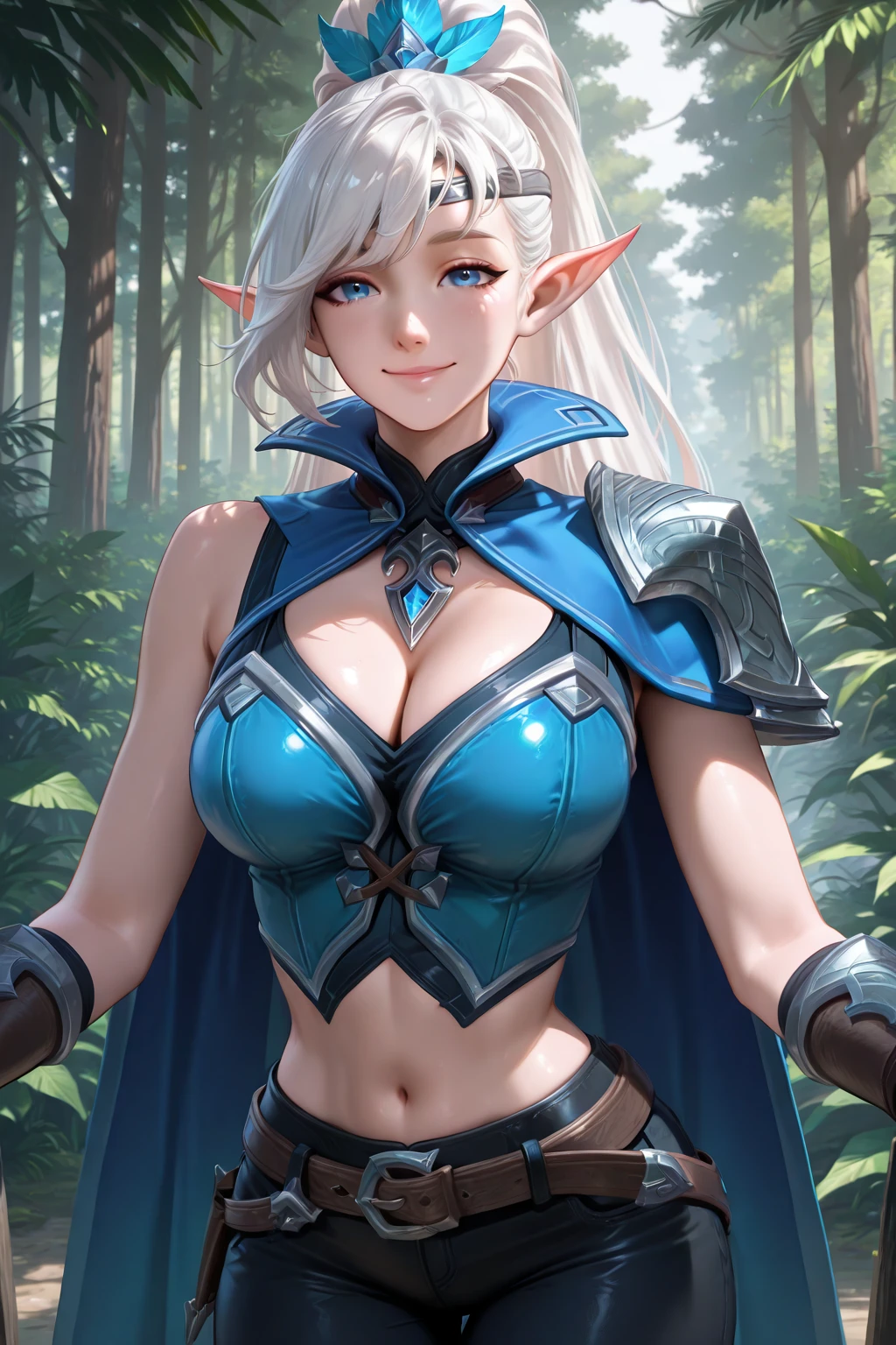 high quality,HD,16K,Sharp Line,1 Girl,fantasy, (ice elf),Pretty Face, Large Breasts, Beautiful legs,In the mountains,Focus Girl,detailed Pretty Face,Detailed clothes,beautiful eyes,Cool,Sexy,Dynamic Angle