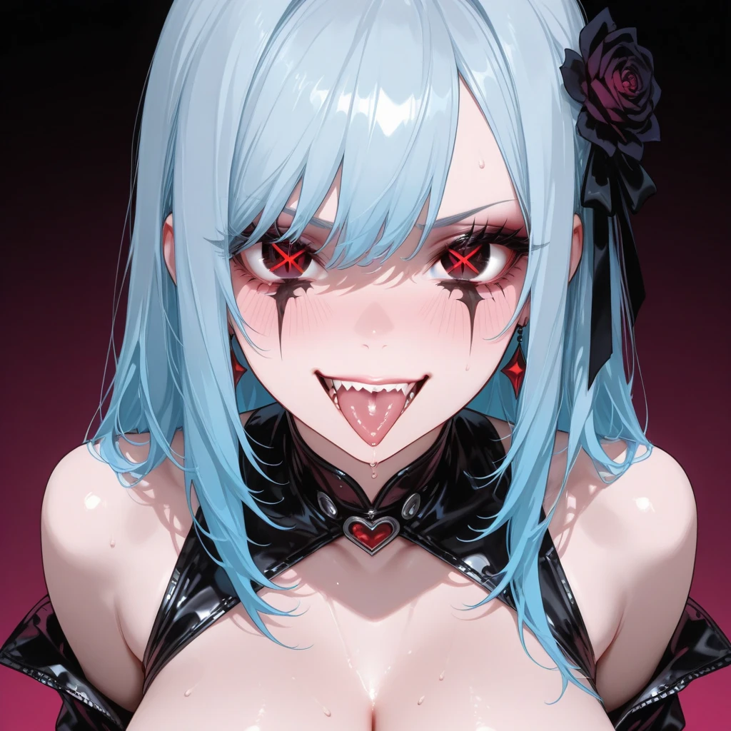 top-quality、Top image quality、​masterpiece、Android Girl((sixteen years old,Body full of scars、Broken cybersuit glowing black, red and white、Blue energy source for the chest,Best Bust、Bust 90、Light blue shiny hair、Longhaire,Cyber Skirt、Blue-green eyes、open chest wide、Valley、Happiness、A slender、the whole body is wet、Fall to the floor、Kneeling)）hiquality、Beautiful Art、Background with((Magical Night City、Very heavy rain))、masutepiece、Elaborate design、visualart、Theatrical films