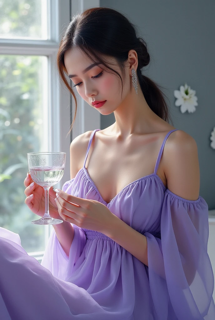 (32K:1.9, Highest quality, masterpiece, Ultra-high resolution), Professional camera work:1.6, Very detailedな肌と顔の質感:1.3, attractive肖像画:1.3, Very accurate, Very detailed, 1 adult Japanese female, ((Amazing night view from the rooftop, The moonlight at night illuminates my body)), (Satin Violet Nightgown:0.5), Incredibly slim body, Fair skin, elegant, Expressions of sadness, (Big eyes that exude beautiful eroticism:0.8, Sad expression:1.0, I love you with all my heart:0.8, Open your mouth a little, lipstick, Feel the beautiful eroticism:0.8), (Wet dark brown medium length hair), Candles, Mid-chest, Earrings, necklace, bracelet, Sensual sitting position, (romantic, dramatic, mysterious), Object of admiration, format, artistic, Innovative, attractive, Stimulate the, Extreme, Tilt, ((Adult charm, Feminine charm, Hair blowing in the wind))