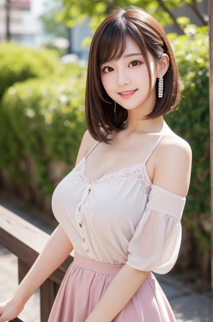((masterpiece, highest quality)),1 girl, alone, , barefoot, skirt, sitting, , short sleeve, (teasing, shy, blush: 1.3), looking at the audience, Grass, short hair, gray hair, puff sleeves, outdoor, fluffy short sleeve, bangs, on the ground, full body, , white dress, sunlight, brown eyes, mottled sunlight, daytime,huge breasts,,smiling at the audience