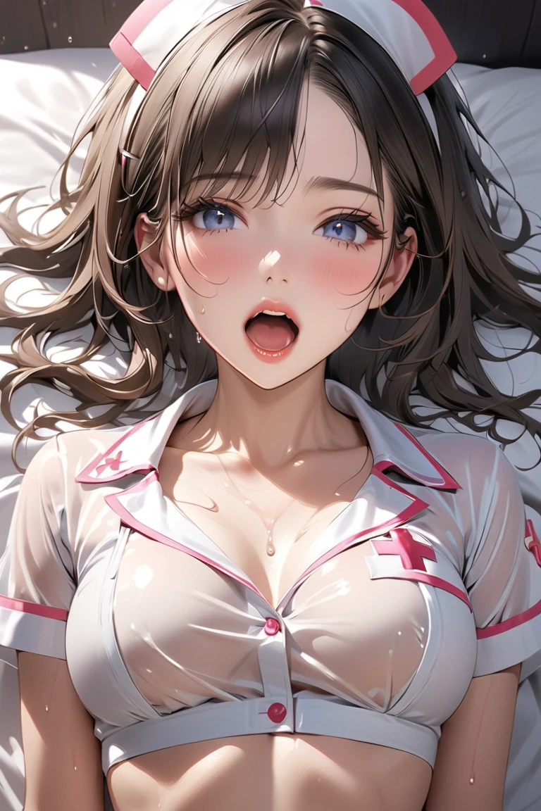In the hospital,Medical equipment in the vicinity,Examination table(Medical bed)lying back,Missionary position on the operating table, ,Messy,Show off your lower body,Lift your legs and open your crotch wide from side to side,The main fluffy hair is brown,Sexy white nurse clothes,Big Ring Piercing On,Eyes are hearts,Breathe upwards,Smokexxx,Kissing face,Smile on his face,A face full of pleasure,ecstacy,SEX,Surrounded by multiple men,I was grabbed by the head by the men、Hair being pulled,Shy face,red tide,During medical examination,A syringe is stuck in the chest,White liquid overflowing from the crotch,Kimesek,Drugged face,AHE Face,I'm glad to drool,Laugh with tears in your eyes,Insert a thick vibrator into your naked lower body,、,Obscene lines,Nipple bumps,Full of white liquid on the chest and face,