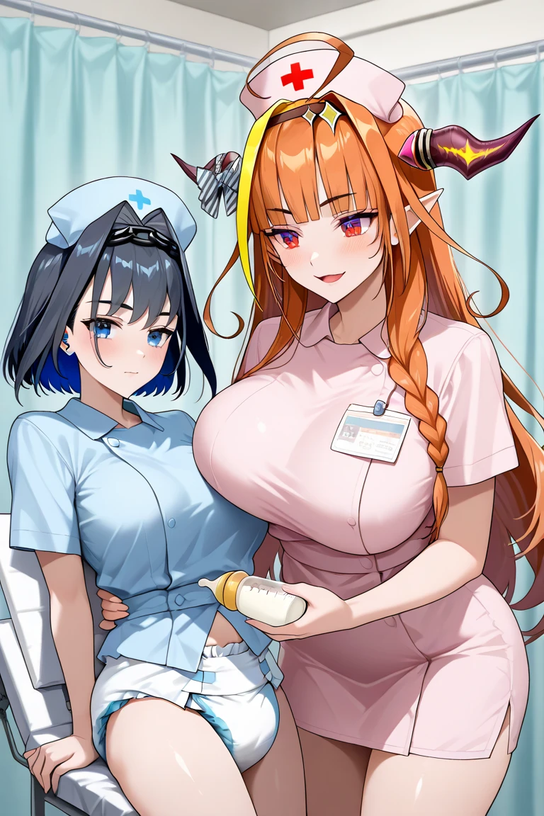 nurse uniform,hospital, latex nurse suit,nurses,busty,elbow gloves,labcoat,red hair woman,white eyes , gigantic ,medical instruments,asian nurse,two nurses,speculum,examination room,oversize ,big ass ,strap on, lay on table ,legs spreaded,giving birth,gyno chair , dentist,Milf,latex,green uniform