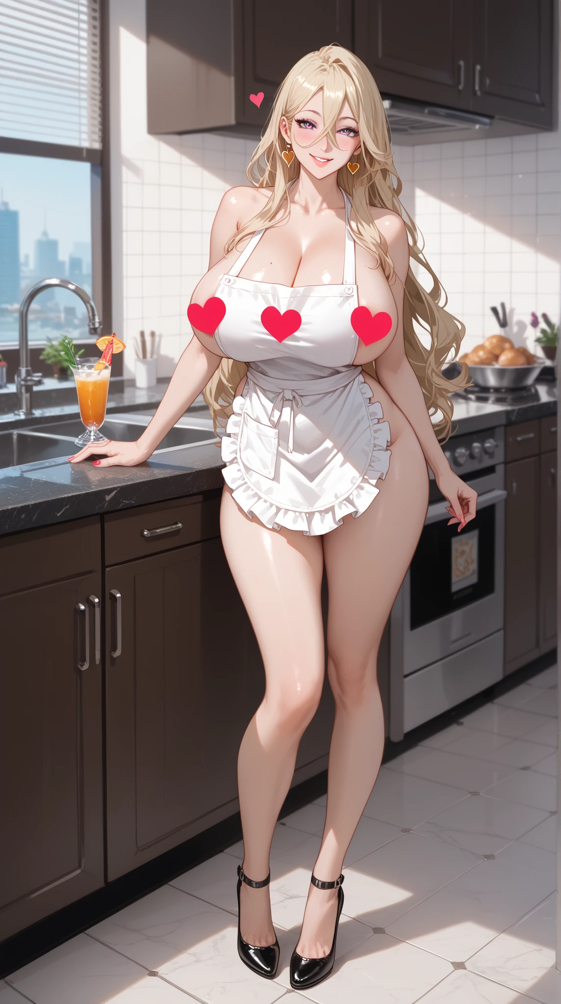 girl,long blonde hair,Big breasts,no shoes
