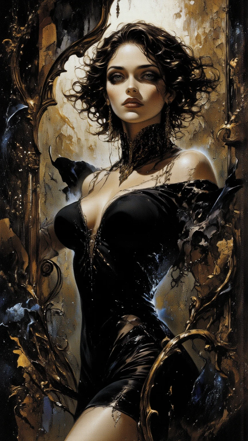 A goth pin picture (Elf: 1.4) as a sadistic queen (best details, masterpiece, best quality :1.5), Super detailed face (best details, masterpiece, best quality :1.5), Hyper-feminine (best details, masterpiece, best quality :1.5), Wearing black strappy underwear, black thong, small thong, Elf耳朵, long braids, comb hair back, blond, Modern bedroom background (best details, masterpiece, best quality :1.5), Super real pictures , best details, best quality, 16k, [Super detailed], masterpiece, best quality, (Very detailed), super wide shot, photorealism, depth of field, hyper-realistic