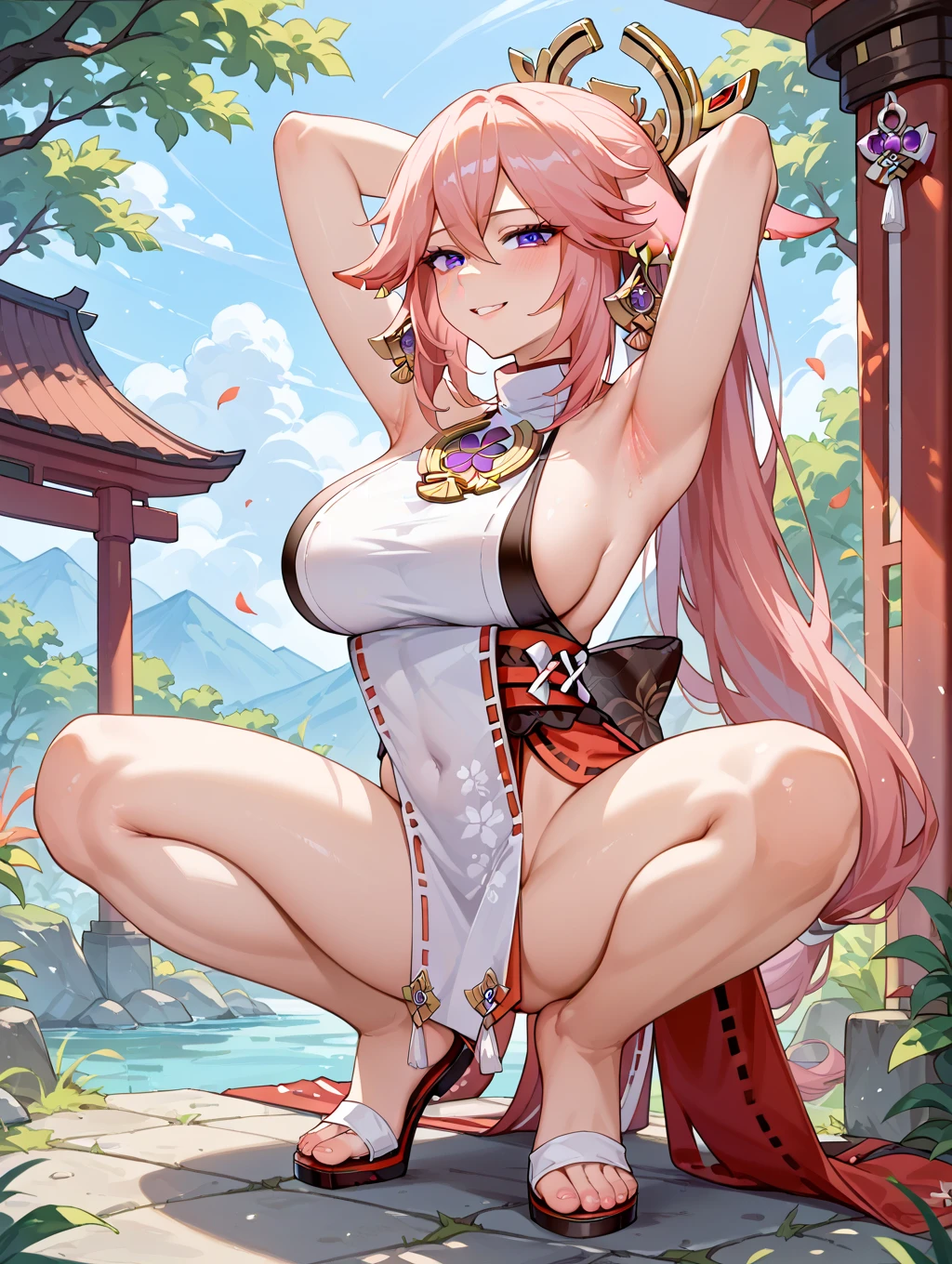 tmasterpiece， Best quality at best， 1girll， 独奏， long whitr hair， nedium breasts， looking at viewert， ssmile， By bangs，big cleavage breasts， hair adornments， red eyes， mitts， shift dresses，((4K,Masterpiece,Best quality)), beauitful face,Hair accessories,独奏,looking at viewert,ssmile,Shut your mouth,cparted lips,hair adornments,choker necklace,jewely,long whitr hair,耳Nipple Ring,Chinese outfit,ultra - detailed,The inserts are very delicate and beautiful,dynamic angle,floatking,美丽细致的眼睛,Detailed light,Large chest,爆乳,big assa，Floating hair,glowing light eyes，比基尼，Hood cloth，Lace lingerie big breasts，Blushlush，1个Giant Breast Girl，Lace lingerie big breasts,Lace lingerie big breasts,Kizi，Animal ears，Armpits，Blushlush，Fox ears，Hair between both eyes，long whitr hair，looking-at-viewer，Pink hair，独奏，separate，outstretched legs，Very long hair，Yae_SakuraNS，（Yae Miko） 1 rapariga，Yae Miko，A pink-haired，The barefoot，Solitude，the feet，Purple eye，long whitr hair，japanses clothes，looki at viewer，Animal ear，A sole，Toes，jewely，Lie down，Blushlush，ssmile，leges，hindquarters，On the back，and the tongue sticks out，the original god,holding a pudica pose, nogami, Head down, passionate pose，;Open mouth, Brace your hands on the ground,Pose behind you，holding a pudica pose，