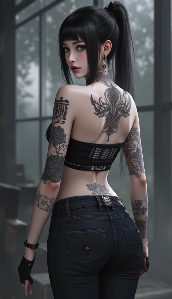 “I want to get a big tattoo that covers my entire back. The main concept is a wolf with a snake with dagger style old school tattoo, which shows power in night solitude in black and white style. I want you to look powerful and elegant, with a touch of mysticism.