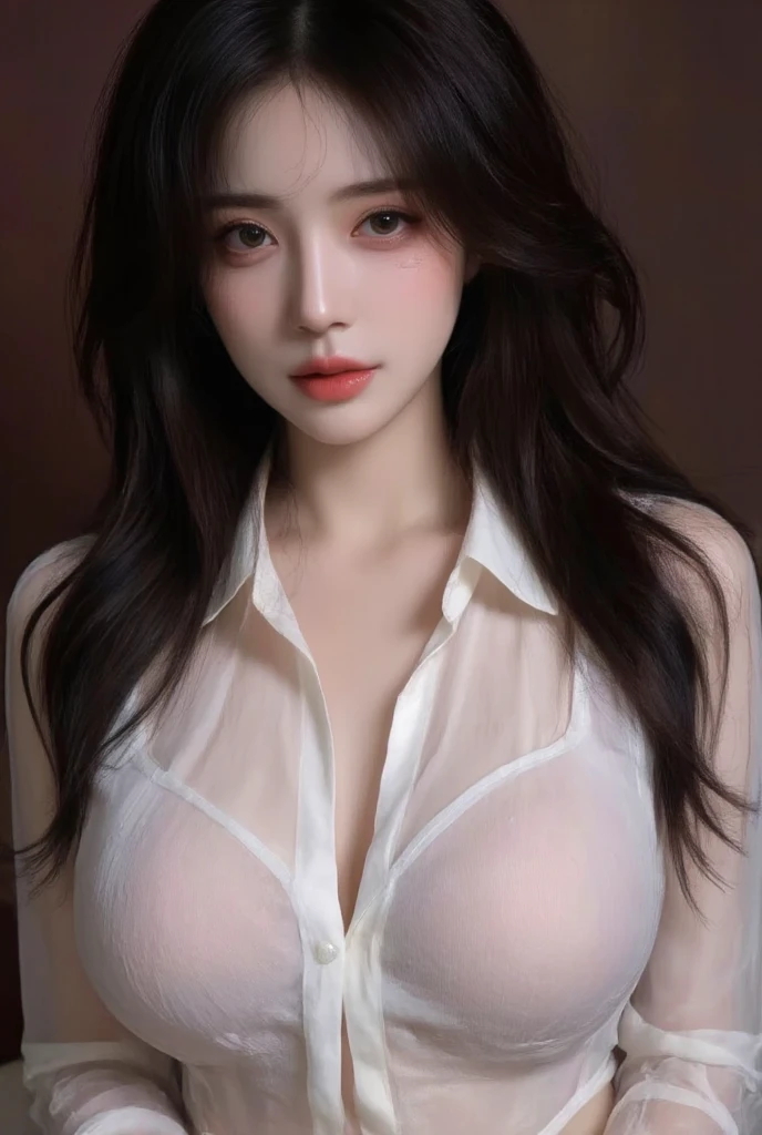 ((highest quality)), ((masterpiece)), (become familiar with), perfect face((realistic face, attractive, Adult Expressions, White eyes)), (Grey crop top, black underwear, short clothes), (black long hair), (20 years), (1 girl), (4K style)),big breasts,thin waist,expensive,erect nipples