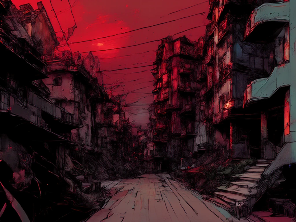 Alleyway background, blood, anime style background
