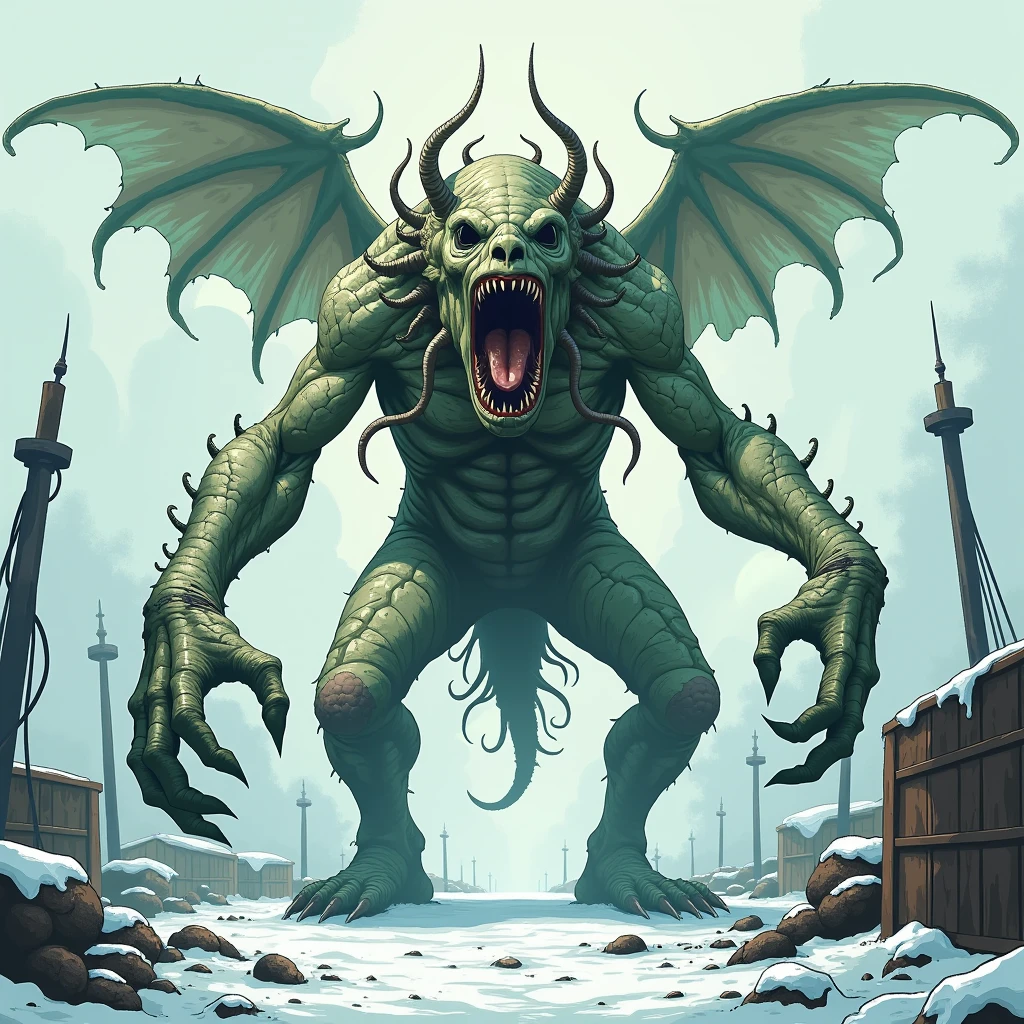 ((masterpiece, Highest quality, Best image quality, High resolution, Realistic, RAW Photos, 8k)), 携帯電話でGiant creaturesの写真を撮っている人々, Lovecraftian Background, Lovecraftian vibe, Giant Cthulhu, Giant creatures