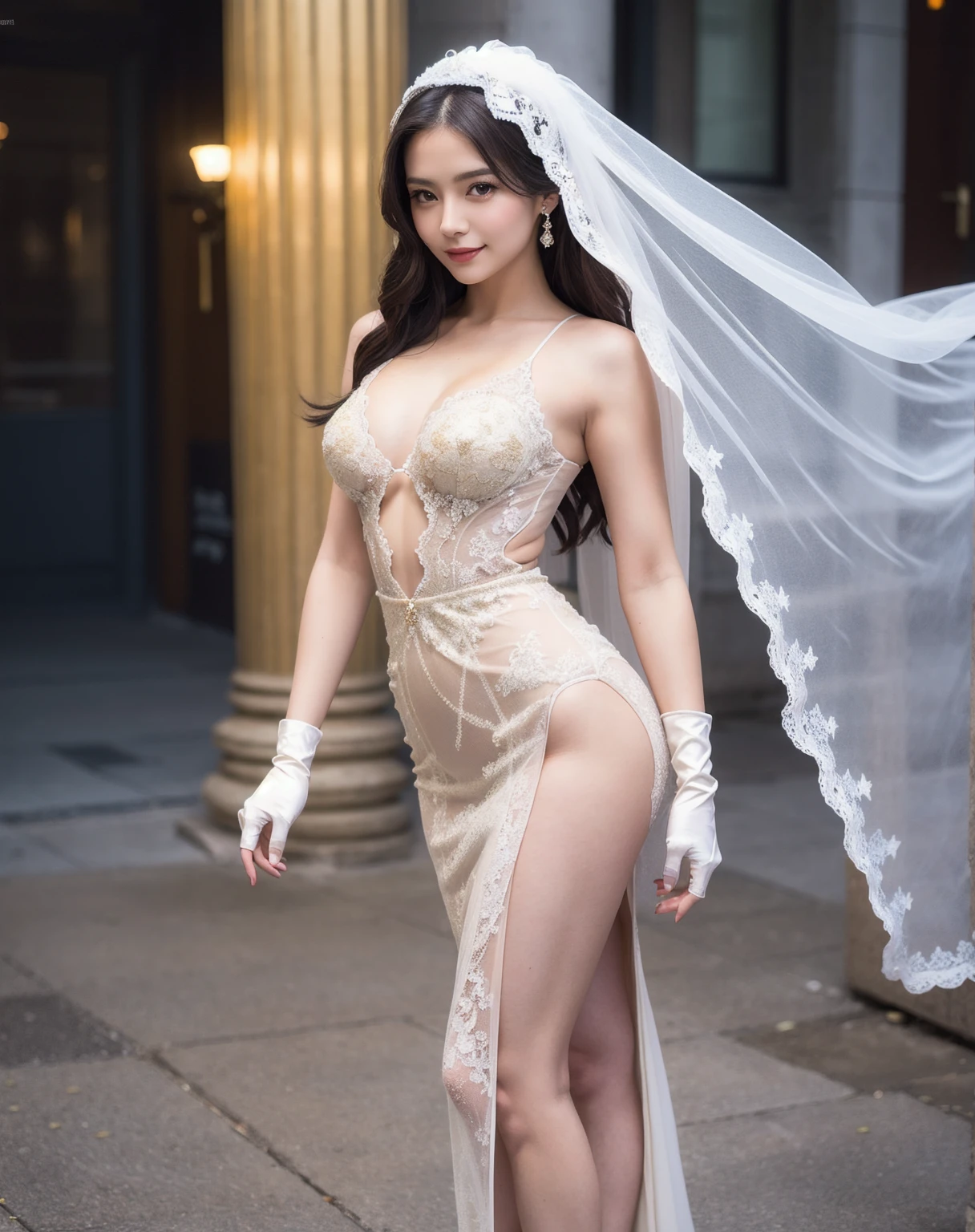 Crime Princess, Slum Night, Half Squat, Head in Hands, Armpits, Luxury Jewelry, Stall, Princess Crown, Luxury Evening Dress, Commuting Pure White Little High Heels, French Pointed Toe Heels: 1.3, Lower Body Exposed, Big Breasts Sagging, White Skin, 8K,
