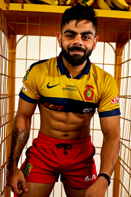 Luchador hombre anime posando sin ropa sensual y sonriente