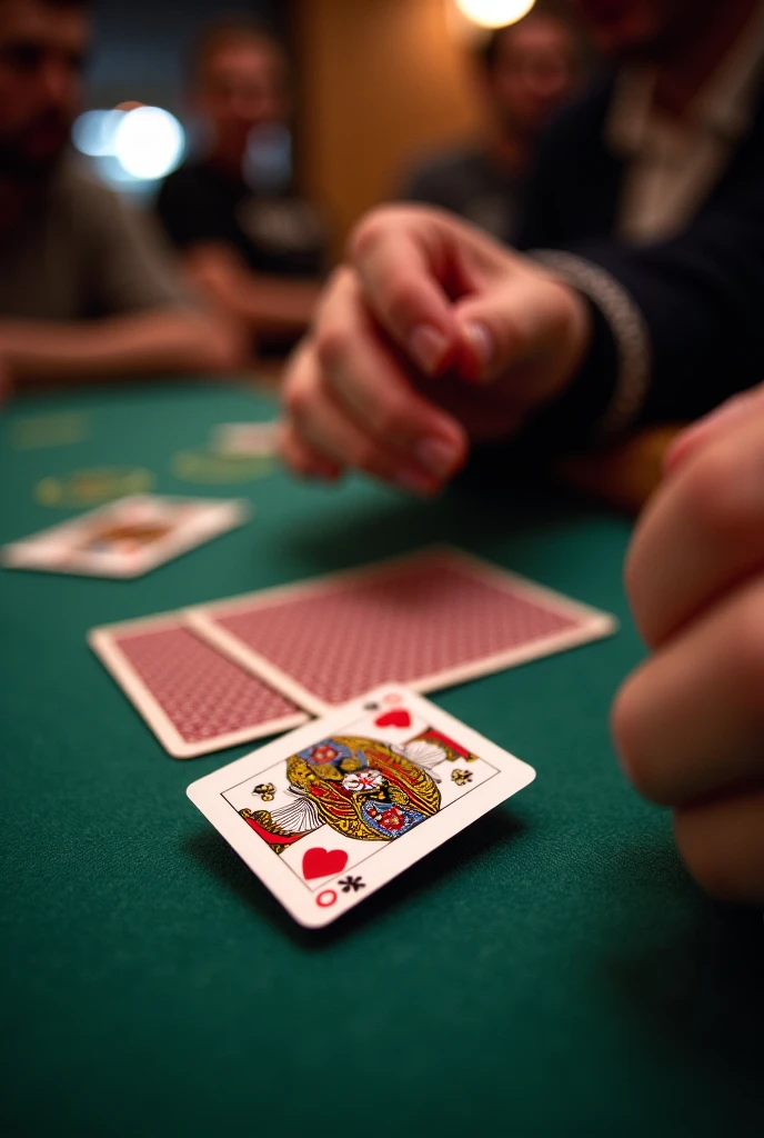 cinematic film still of  <lora:perfection style:0.1>
 <lora:detailed:0.3>
 <lora:Chiaroscuro Lighting Style:0.3>
A detailed and A perfect photo of a person's hand from behind holding four cards in their hand peaking at them,hand focus,cinematic hand,best hand,better hand,awesome hand,different hand,holding,heart,fingernails,table,clenched hand,out of frame,card,playing card,holding card,dice,spade (shape),poker chip,club (shape),perfection,different color,perfect color,realistic,realism,detailed background,perfect background,different background ,perfect style, perfection style, detailed style, shallow depth of field, vignette, highly detailed, high budget, bokeh, cinemascope, moody, epic, gorgeous, film grain, grainy