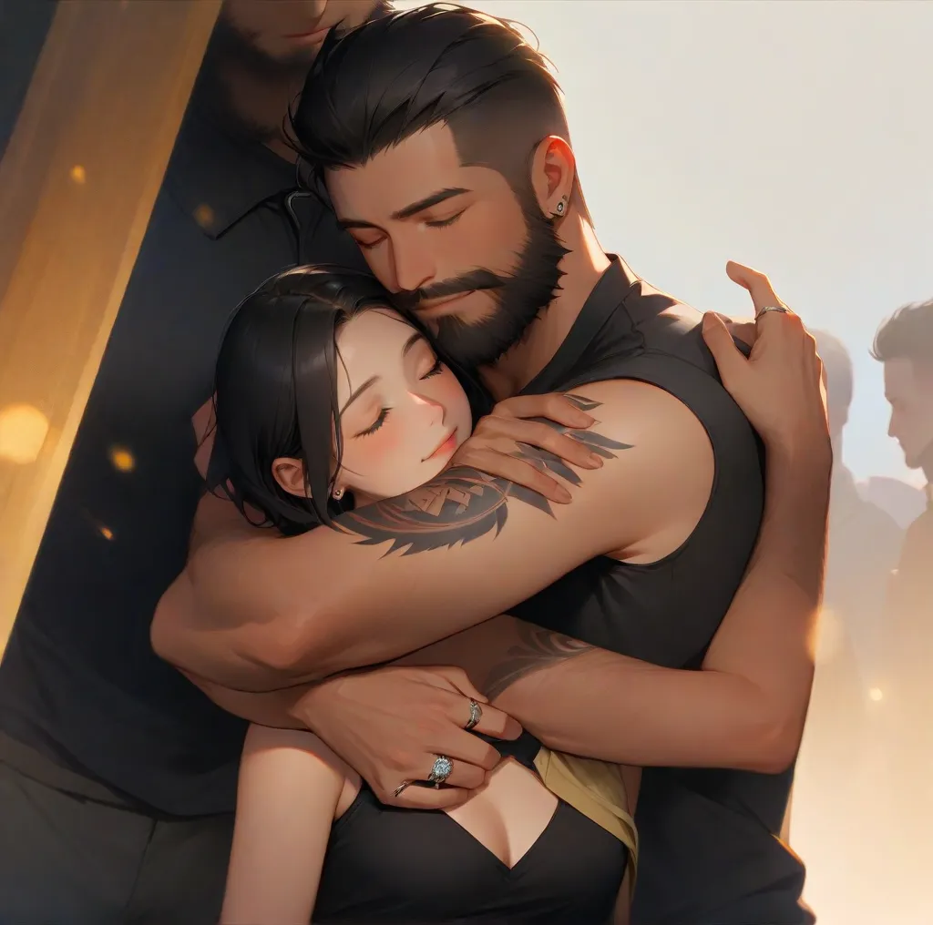 Smooth skin in detail,Hd Resolution,Turned into an anime style image.Girl has Big Breasts (Ultra Hd).Guy has his hand on the girl's breast