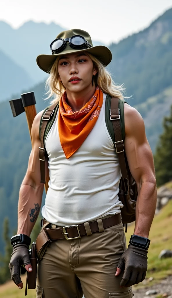 Man elf, handsome,Britisher, elf ears,short hair,Linen Whitegold hair color ,,sport body, big muscle, Handsome face,flawless white skin, cute, pointed ears, wood elf, bowman, pull the bow, pull the bow, shooting bow, action pose, arrows, quiver, leather belt, chest guard, arm guard, shirtless, boots, full body,(Absurdres, intricate details, masterpiece, best quality, high resolution, 8k),(18 year old boy ,(pleased, pleasure face , blush, horny smirk, forest background, big bulge, nsfw, see through,big bulge and big butts,(Best quality, 8k, Masterpiece).,Smiling face, good mood.highest detail, superior quality, natural lighting, beautiful, sexy, correct anatomy, good composition,realistic shapes, realistic skin tones,Natural eyes,realistic eyes,looking up at viewer,vpl,realistic muscles,Realistic wrinkles on the skin,Realistic arms and legs,Realistic face,realistic hair,Make a sexy and seductive face, man focus,amazing composition, front view, HDR, volumetric lighting, ultra quality, elegant,Post a erotic photoshoot,Realistic pose,detailed hair,full body,Fujifilm XT3 photorealistic art by midjourney