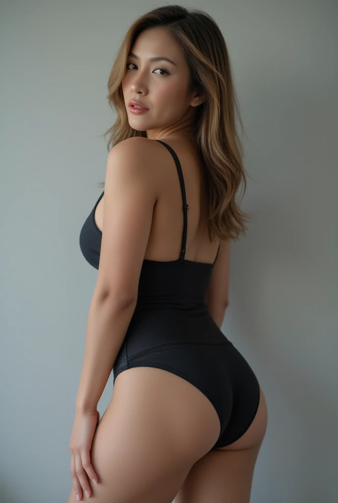 Rosa Salazar showing her butt dressed in tight clothing and smiling